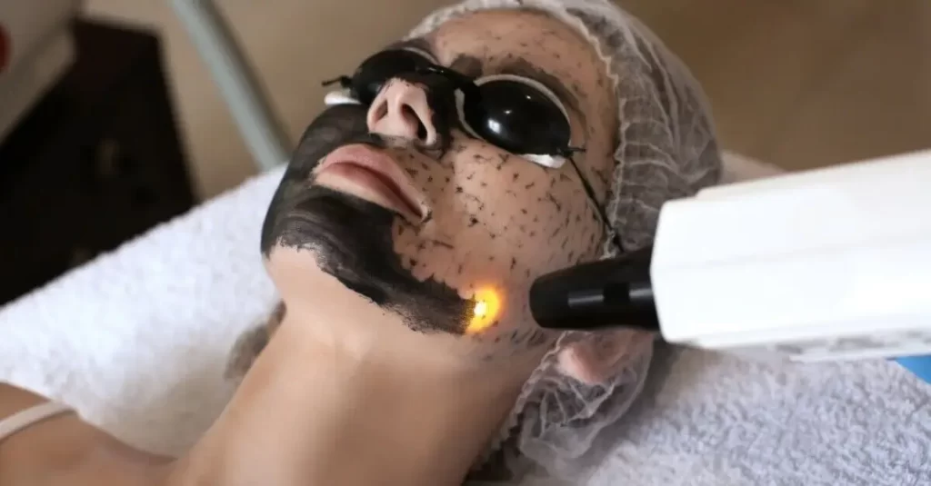 درمان منافذ صورت با کربن تراپی